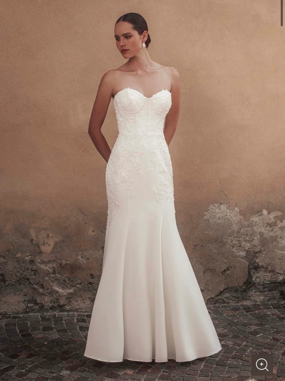 madison james Strapless Sweetheart Ivory Mermaid Wedding Gown